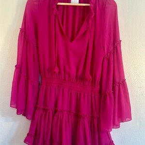 Misa Los Angeles Fuchsia Long Sleeve Dress